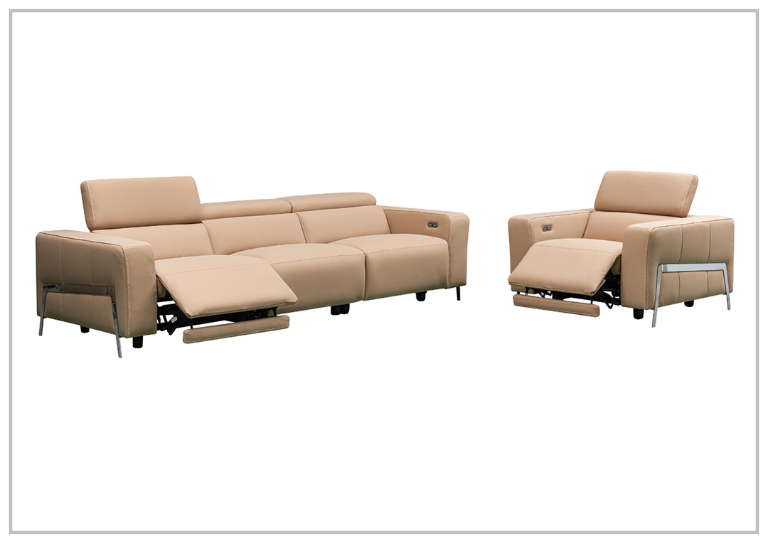 Luca 3-Seater Power Reclining Sofa in Camel with Adjustable Headrest and Footrest - jennihome