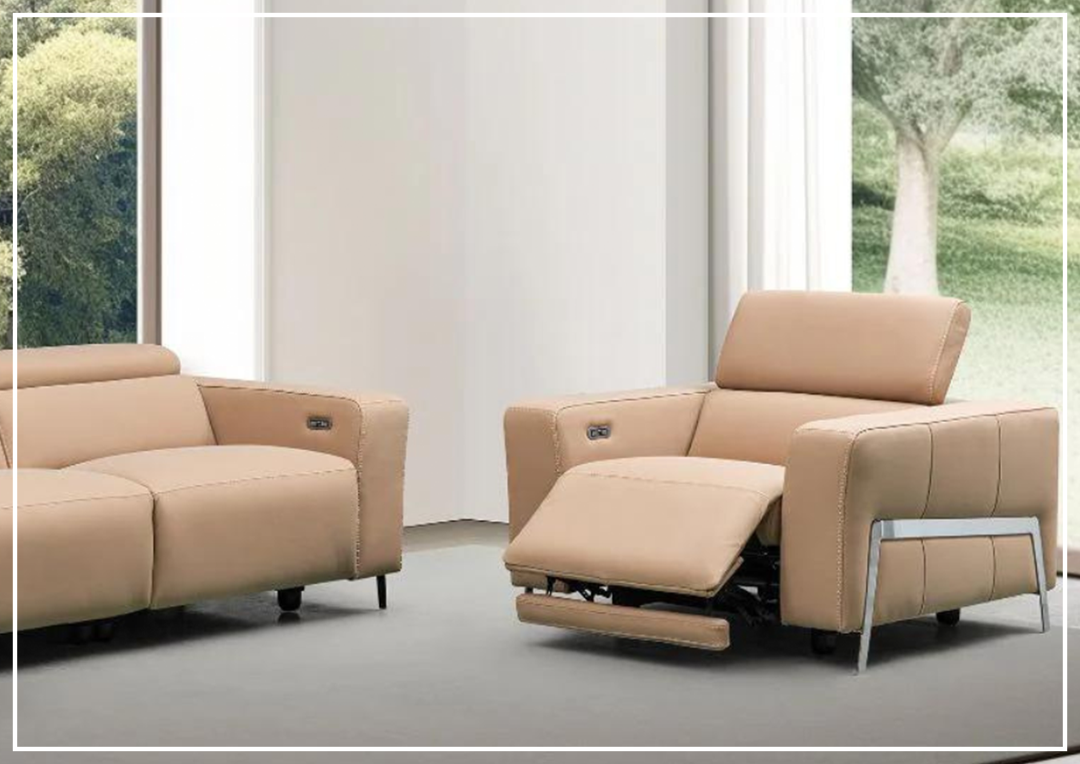 Luca 3-Seater Power Reclining Sofa in Camel with Adjustable Headrest and Footrest - jennihome