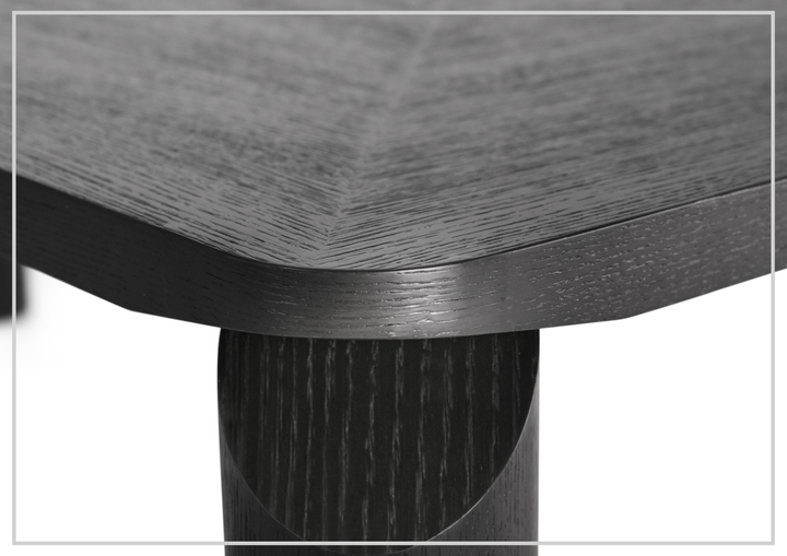 Lucia Rectangular Dining Table | Smoke Black | 6 Seater | Klaussner