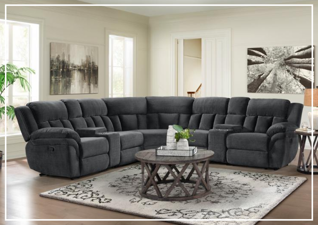 Klaussner McCobb 7-Piece Gray Recliner Sectional Sofa-Jennihome