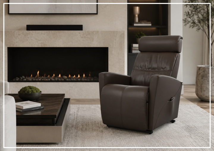 Milan Leather Lift Recliner Chair | Motorized Headrest | Fjords