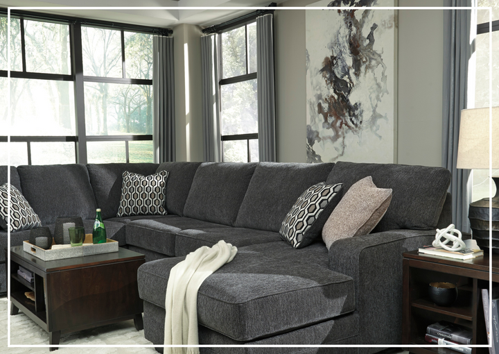 Modern Heritage Trecling 3-Piece Fabric Sectional With Chaise In Slate-Jennihome