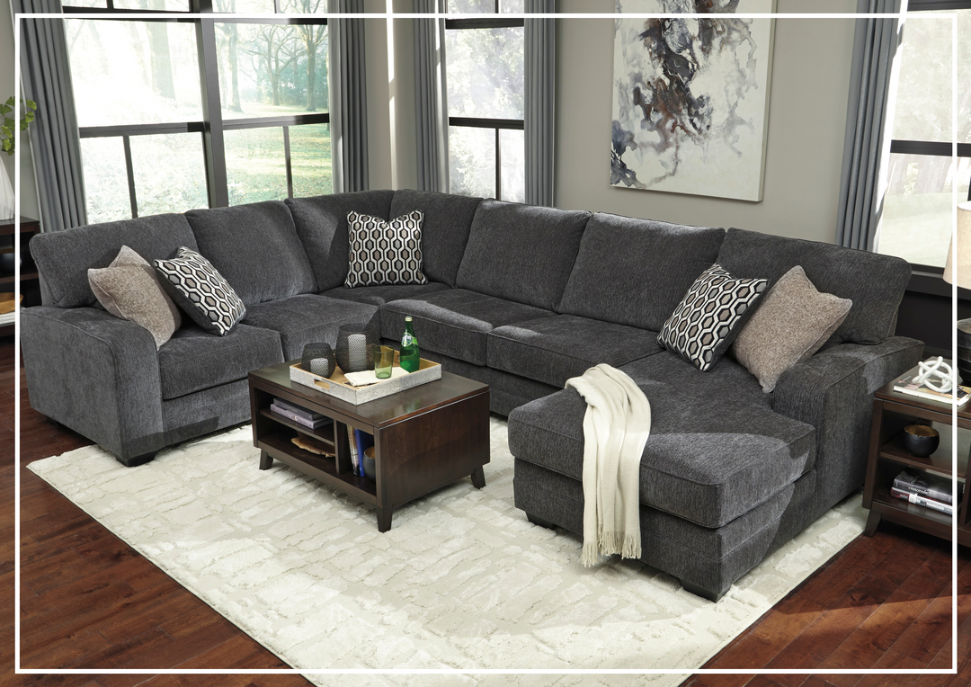 Modern Heritage Trecling 3-Piece Fabric Sectional With Chaise In Slate-Jennihome