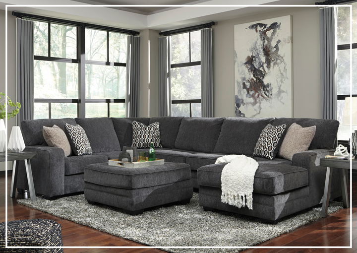 Modern Heritage Trecling 3-Piece Fabric Sectional With Chaise In Slate-Jennihome