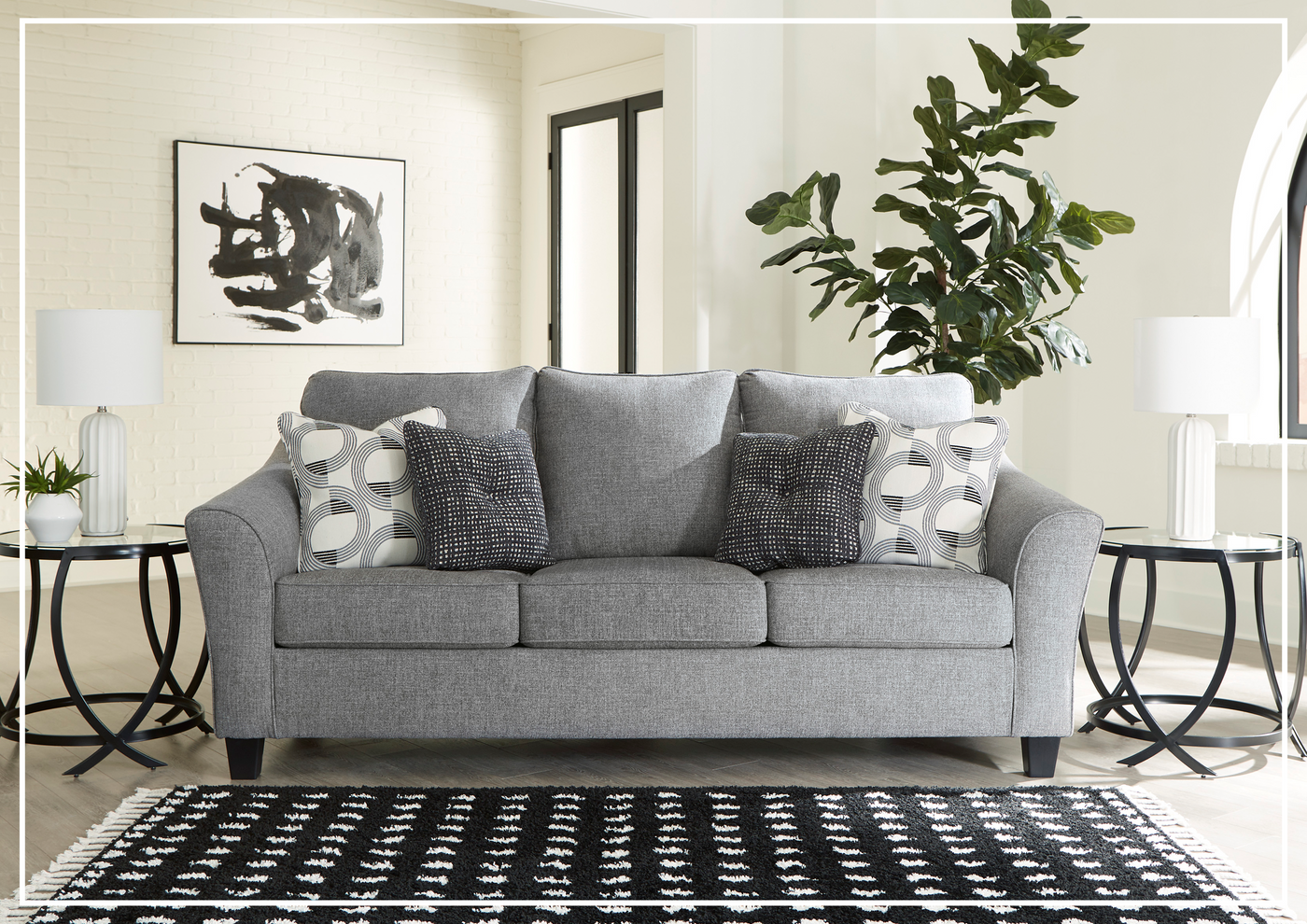 Gio Italia Montera Fabric Queen Sleeper Sofa in Smoke Gray