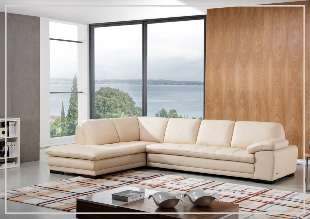 Gio Italia Vierra 4-Seater Premium Leather  L-shaped Sectional Sofa