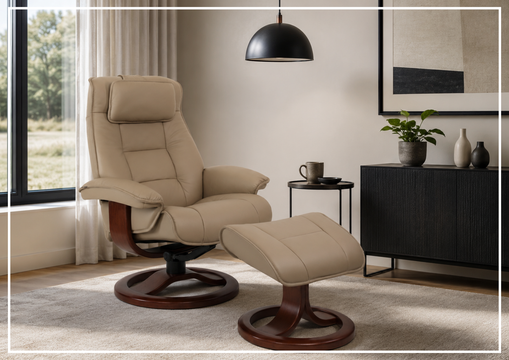Mustang R Leather Recliner Chair | Foot Stool | Fjords - Jennihome
