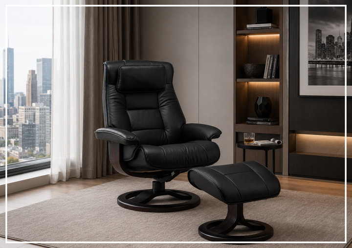 Mustang R Leather Recliner Chair | Foot Stool | Fjords - Jennihome