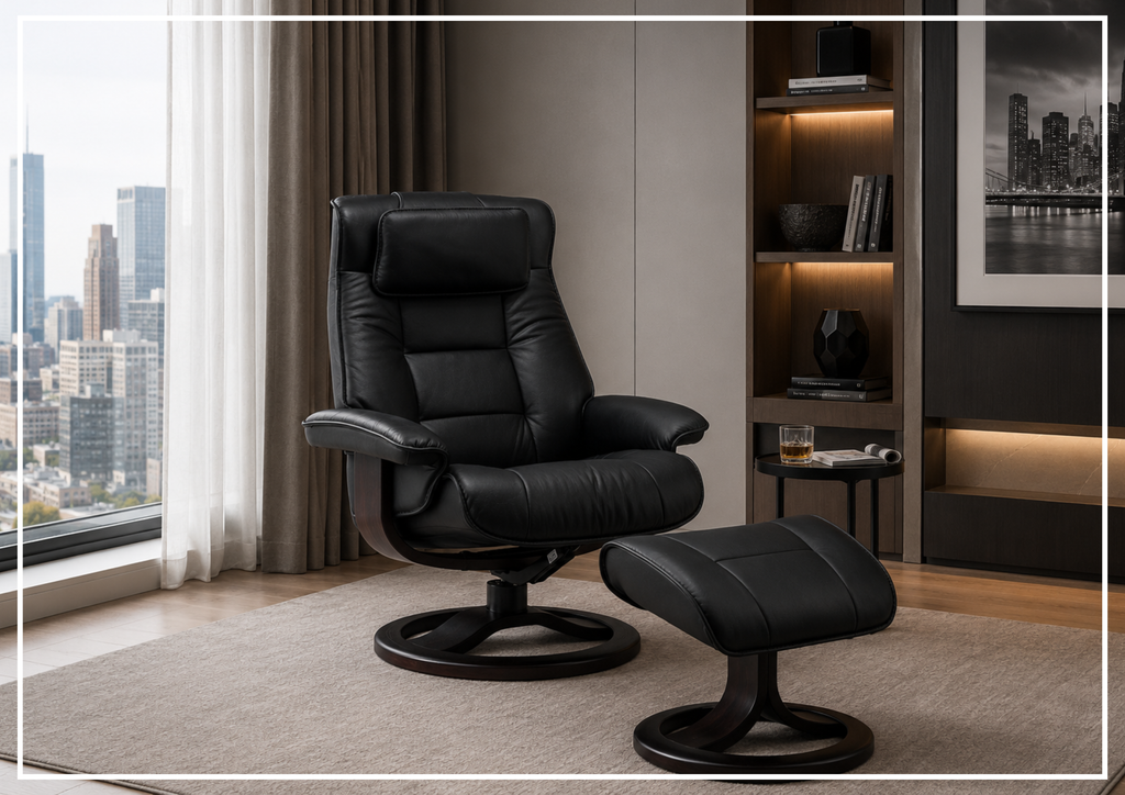 Mustang R Leather Recliner Chair | Foot Stool | Fjords - Jennihome