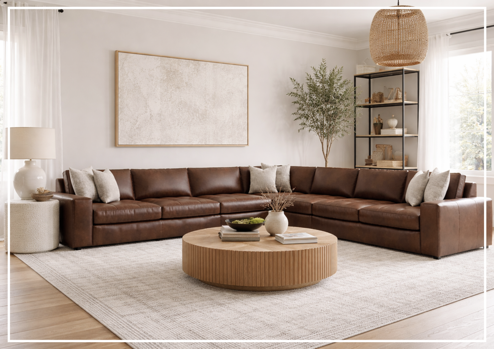 Nest Leather Sectional Sofa | L-Shape | Throw Pillow | Bernhardt - Jennihome