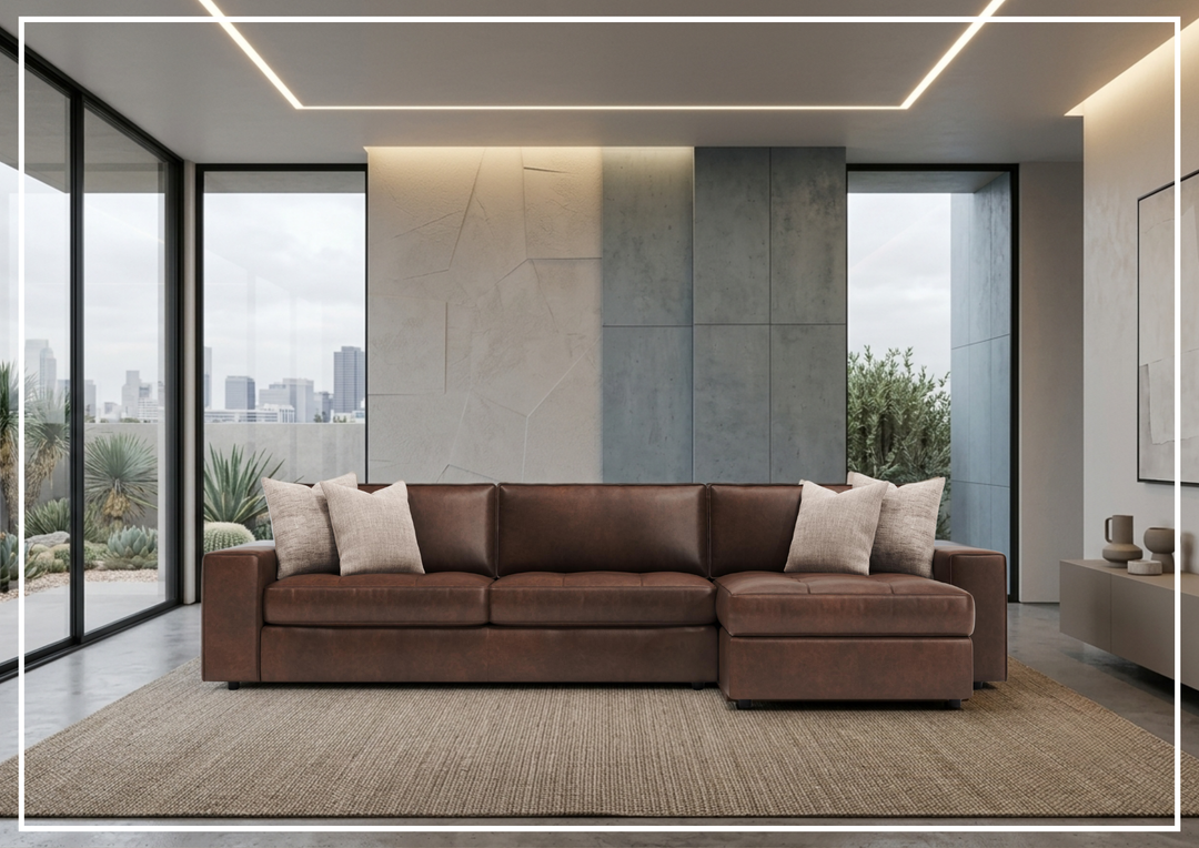 Nest Leather Sectional | Chaise | Oversized Track Arms | Bernhardt-Jennihome