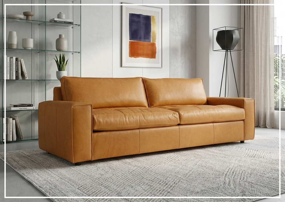 Nest Leather Sofa | Oversized Track Arms | Bernhardt-Jennihome