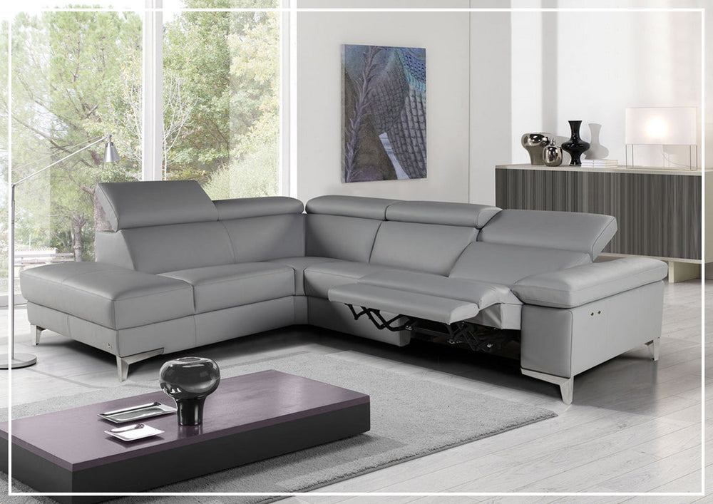 Nicoletti Megan Leather Sectional with Power Recliner