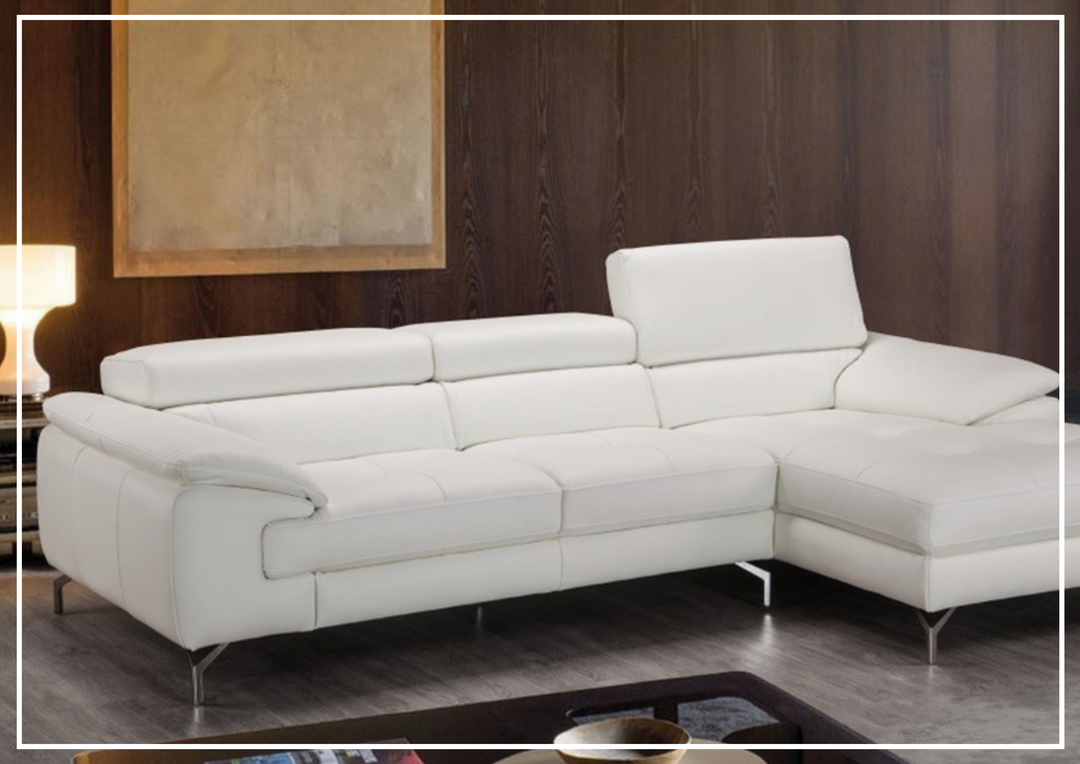 Nivone Premium Leather Sectional Sofa In White