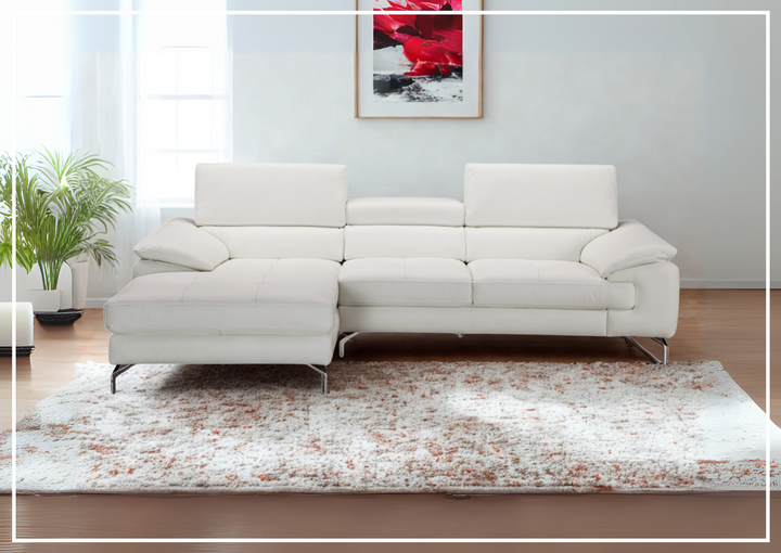Nivone Premium Leather Sectional Sofa In White