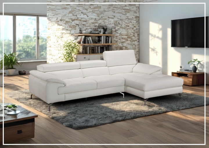 Nivone Premium Leather Sectional Sofa In White