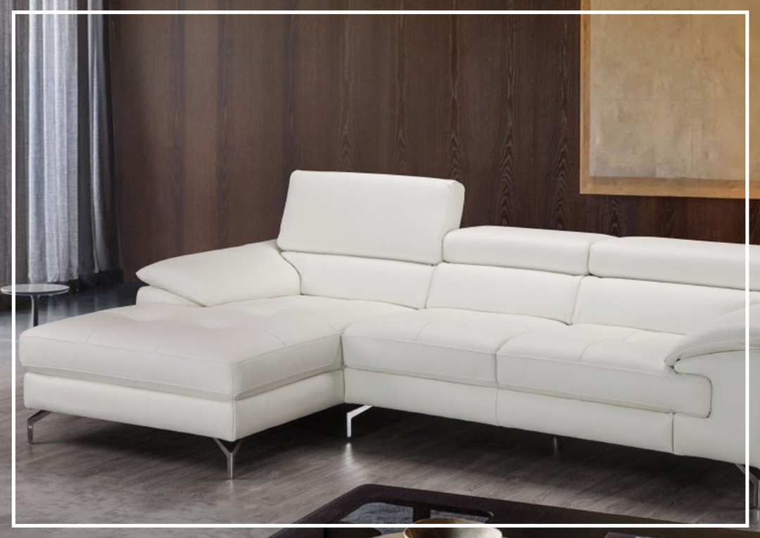 Nivone Premium Leather Sectional Sofa In White