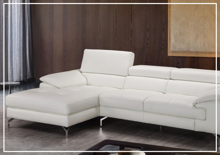 Nivone Premium Leather Sectional Sofa In White
