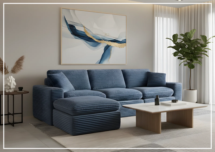 Pacira 3-Seater Sofa with Ottoman | Fabric | Track Arms | Klaussner