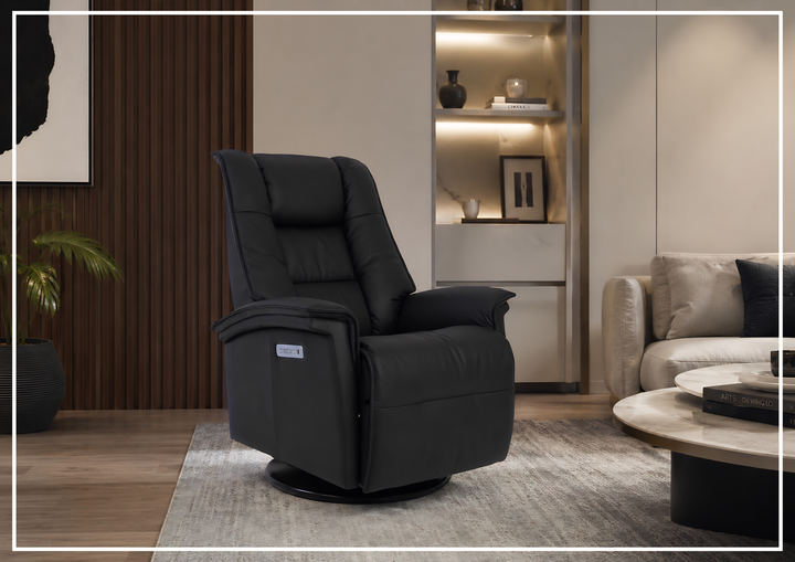 Paris Leather Power Recliner Chair | Swivel Base | Fjords