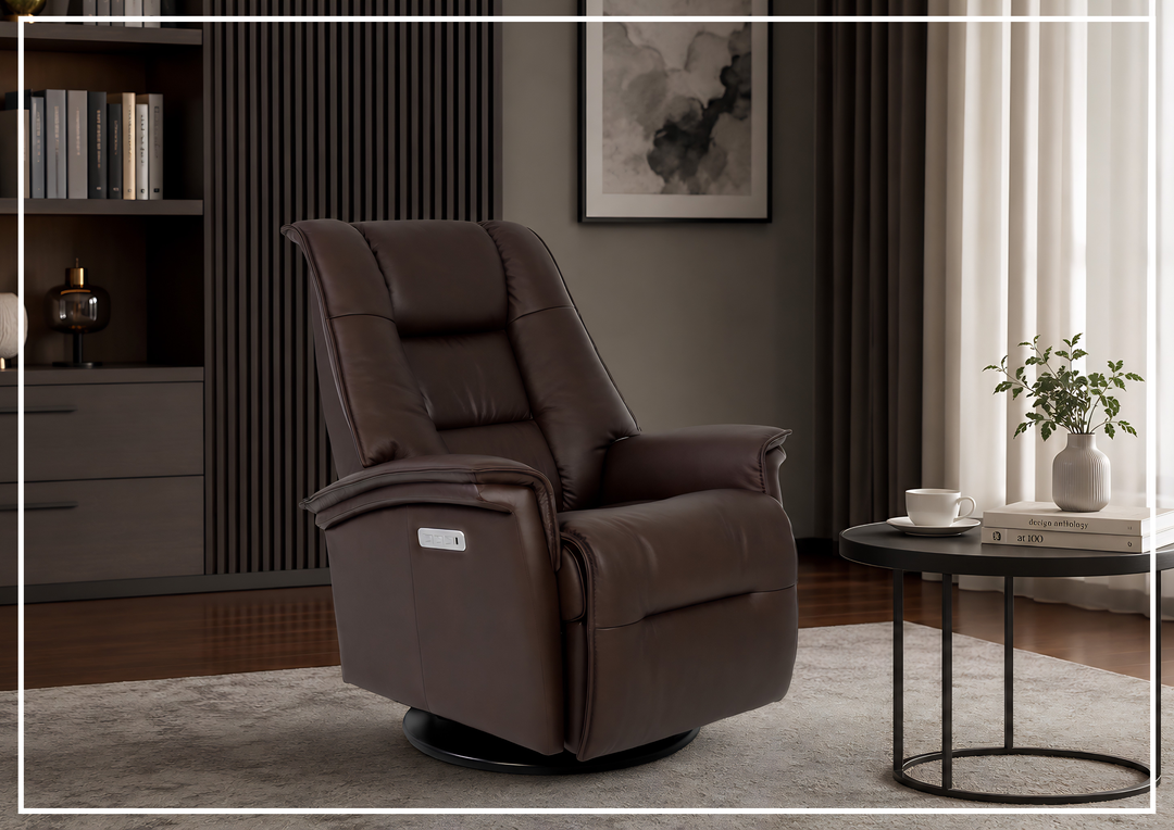 Paris Leather Power Recliner Chair | Swivel Base | Fjords
