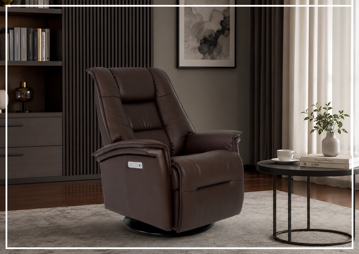Paris Leather Power Recliner Chair | Swivel Base | Fjords