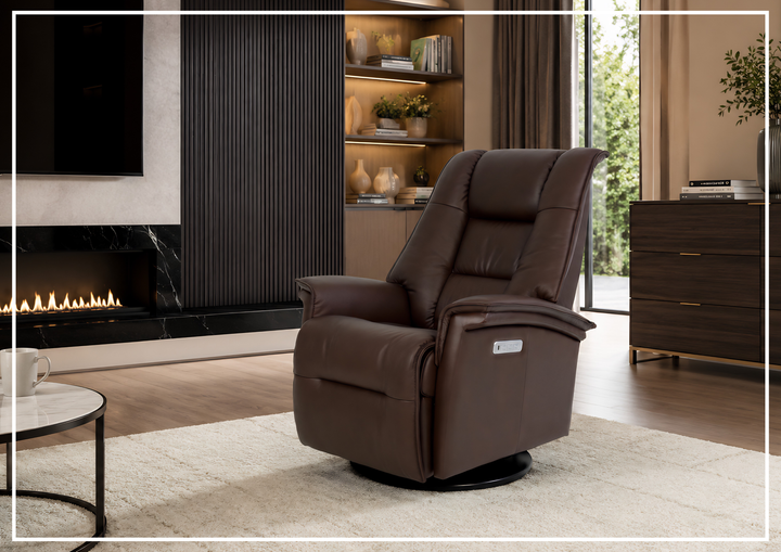 Paris Leather Power Recliner Chair | Swivel Base | Fjords