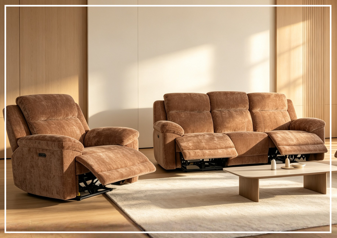 Ravenwood Power Reclining Sofa | Brown Fabric | Power Footrest | Klaussner-JenniHome
