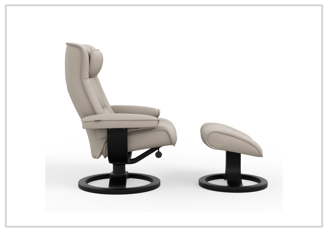Regent R Leather Manual Recliner Chair |Swivel Based | Footstool | Fjords