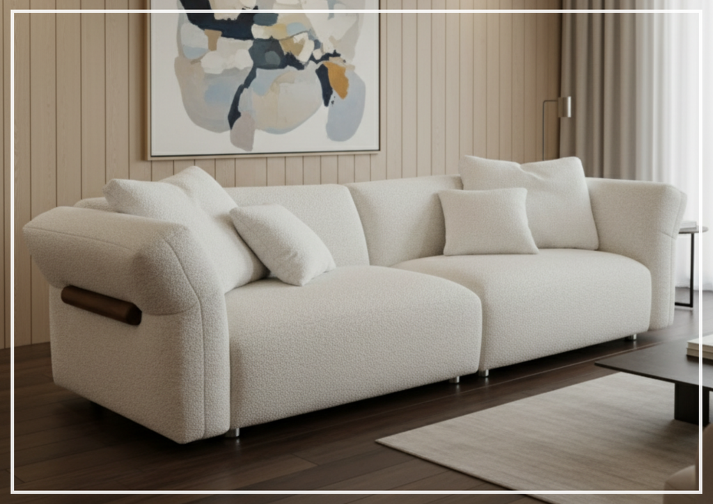 Rivello Fabric Sofa | White | Sloped Arms | Metal Legs | Klaussner