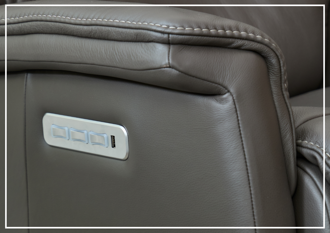 Fjords Rome Leather Power Recliner with Motorized Controls