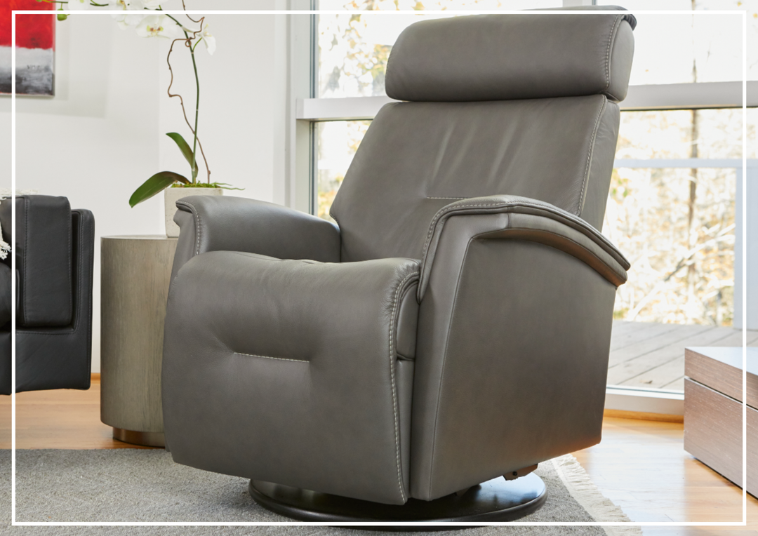 Fjords Rome Leather Power Recliner with Motorized Controls