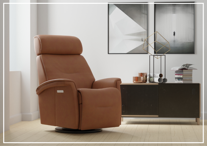 Fjords Rome Leather Power Recliner with Motorized Controls