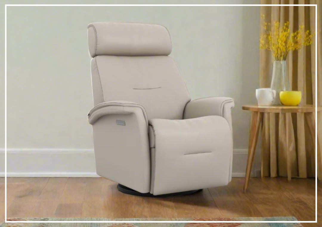 Fjords Rome Leather Power Recliner with Motorized Controls