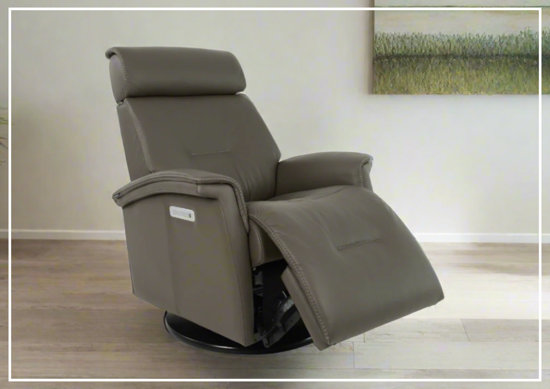 Fjords Rome Leather Power Recliner with Motorized Controls