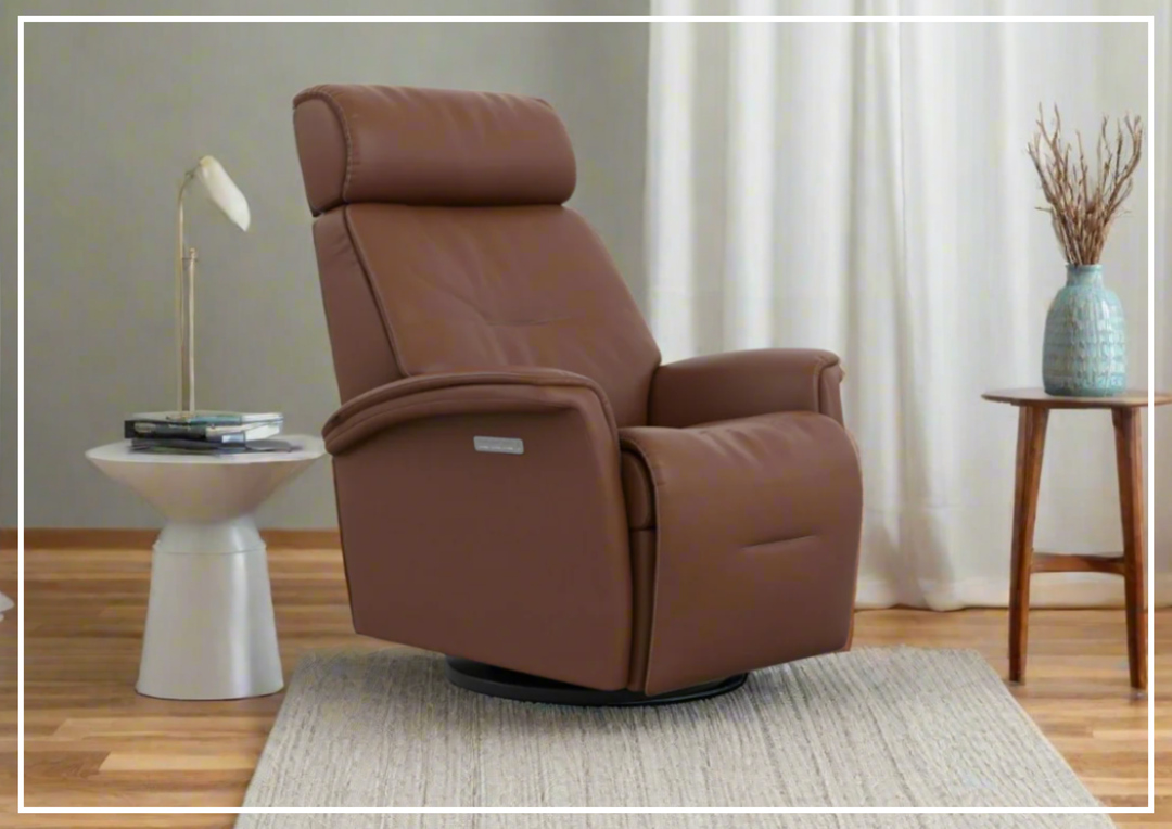 Fjords Rome Leather Power Recliner with Motorized Controls