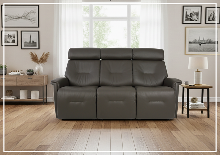Fjords Rome Motorized 3-Seater Leather Sofa with Wall-Saver Design-Jennihome
