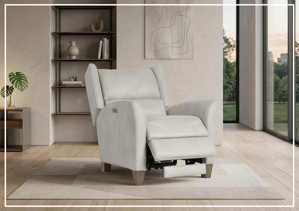 Weller Leather Power Motion Chair | Bustle Back | USB Charging | Bernhardt-Jennihome