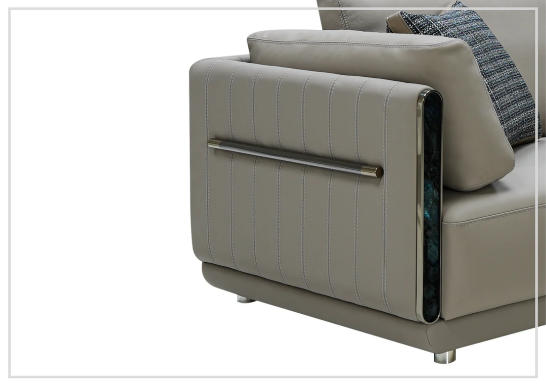 Soriano Leather 3-Seater Sofa | Metallic Base | Marble Accents | Klaussner