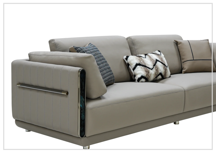 Soriano Leather 3-Seater Sofa | Metallic Base | Marble Accents | Klaussner