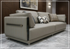 Soriano Leather 3-Seater Sofa | Metallic Base | Marble Accents | Klaussner
