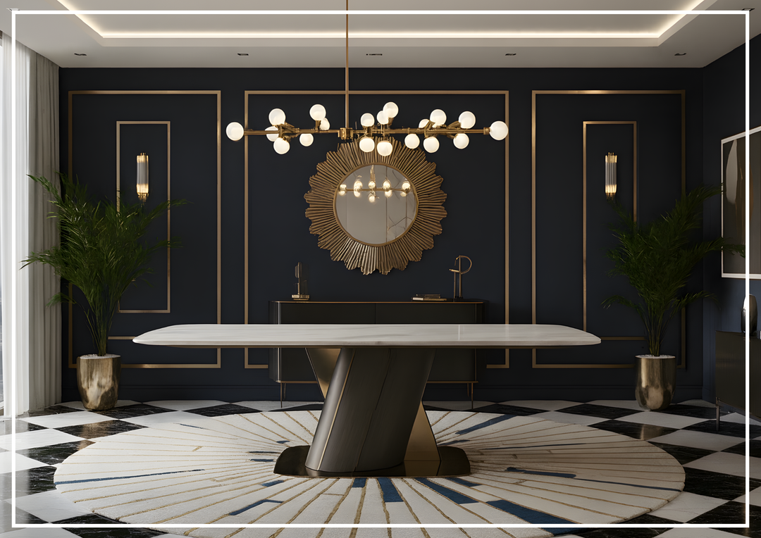 Savona Dining Table | With Beige Marble Finish | Klaussner - Jennihome