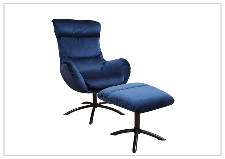 Fjords Skagen Velvet  High-Back Accent Chair with Footstool-Jennihome