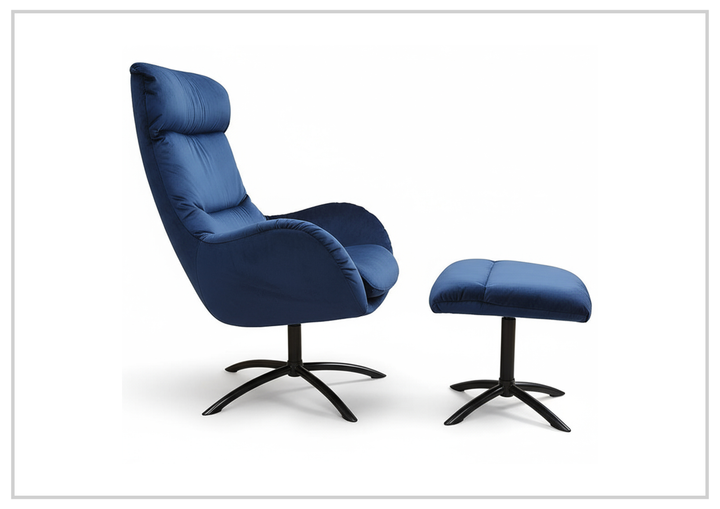 Fjords Skagen Velvet  High-Back Accent Chair with Footstool-Jennihome