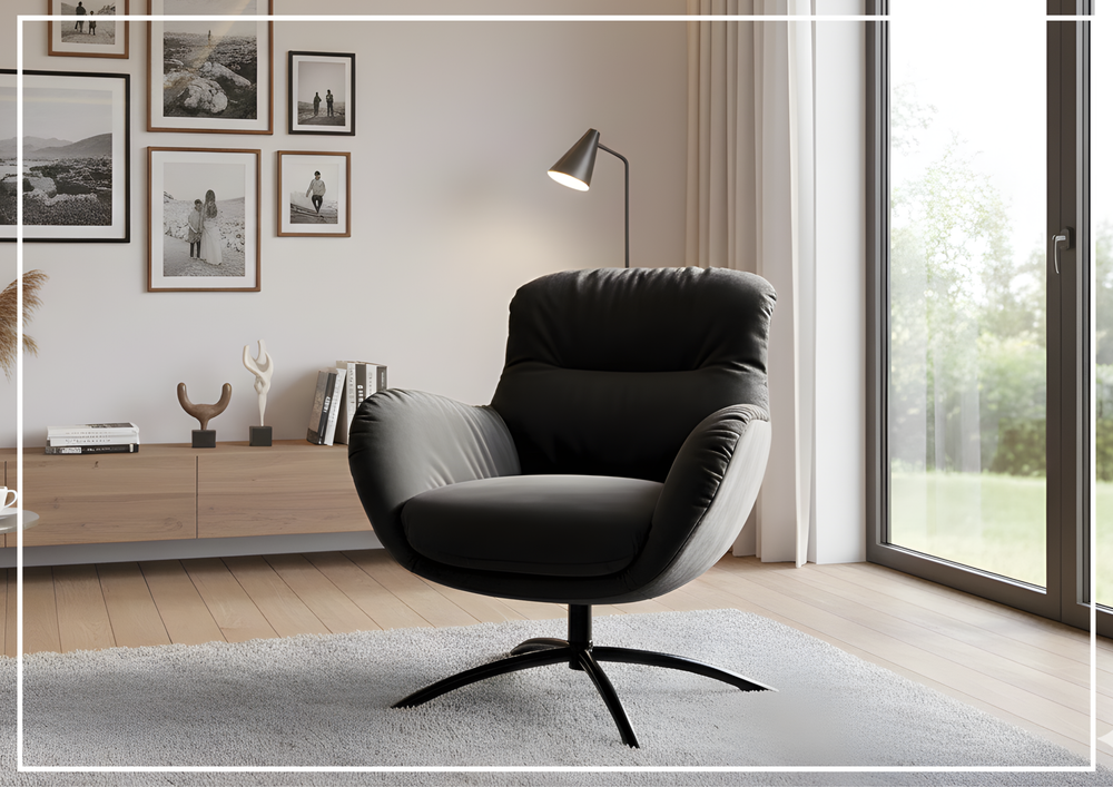 Fjords Skagen Velvet Low-Back Accent Chair with Footstool-Jennihome