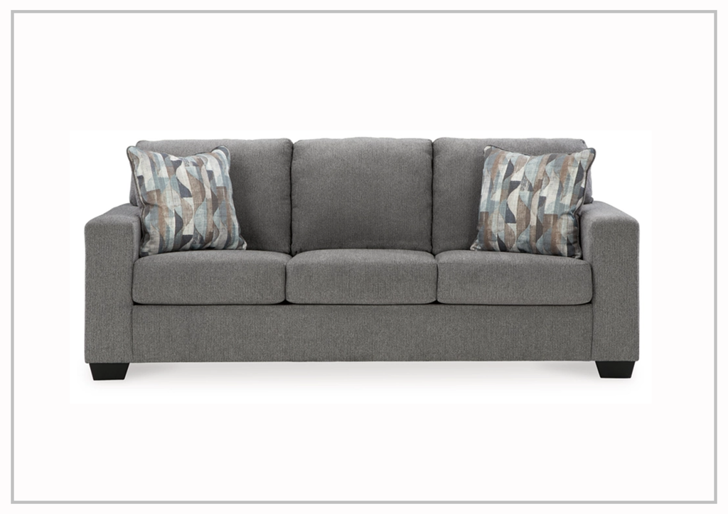 Gio Italia Dolce Queen Fabric Sleeper Sofa in Graphite and Parchment