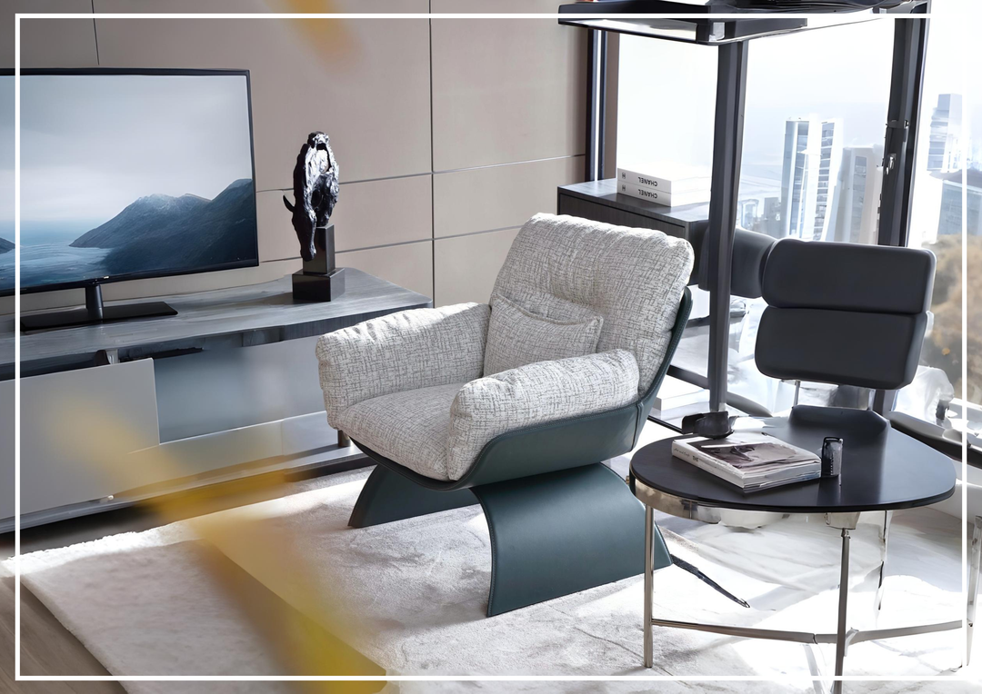 Stellato Accent Lounge Chair | Sea Gray | Leather | KlaussnerJennihome