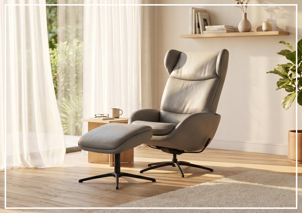 Stella Recliner Chair and Ottoman | Rocking Glide Swivel Base | Fjords