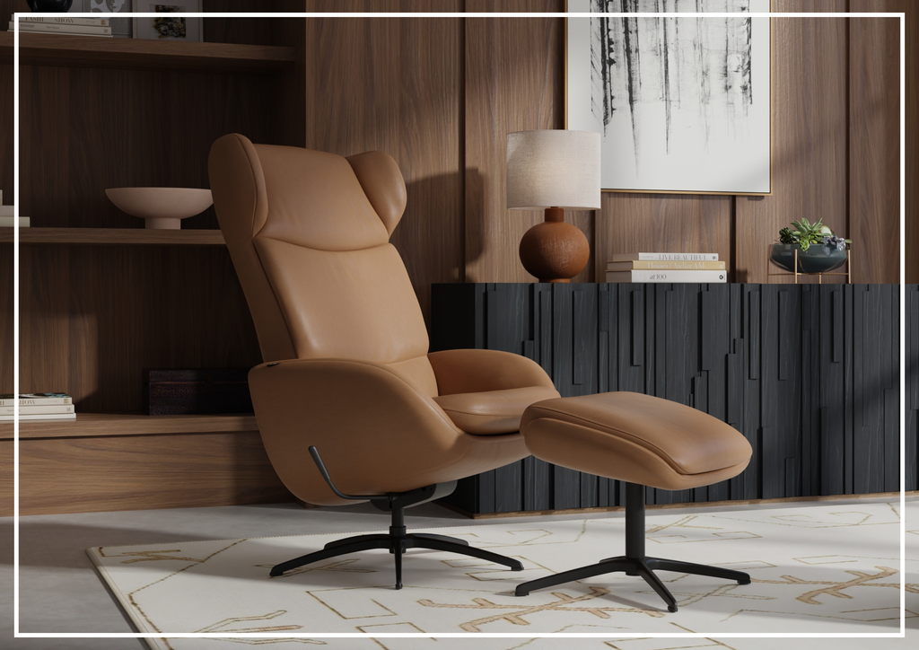 Stella Recliner Chair and Ottoman | Rocking Glide Swivel Base | Fjords