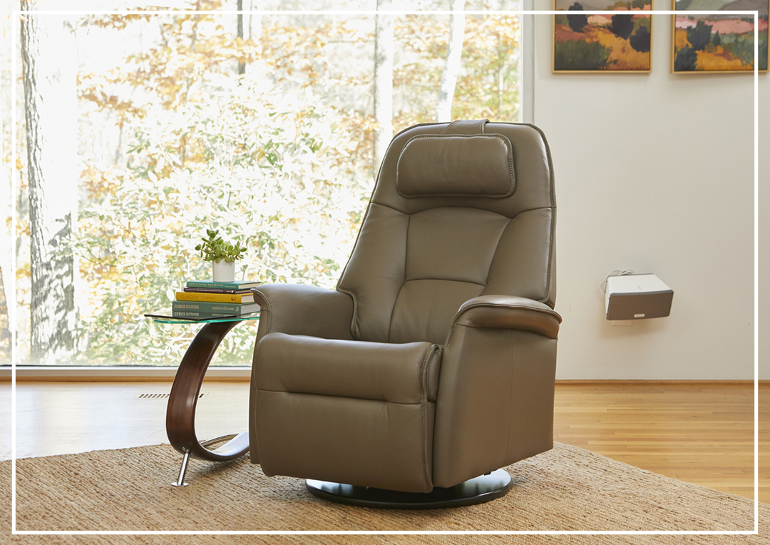 Fjords Stockholm Power Recliner Chair with Swivel Base (Small & Large)-Jennihome